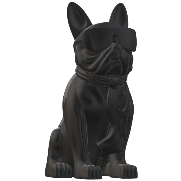 statue chien bulldog a lunette 