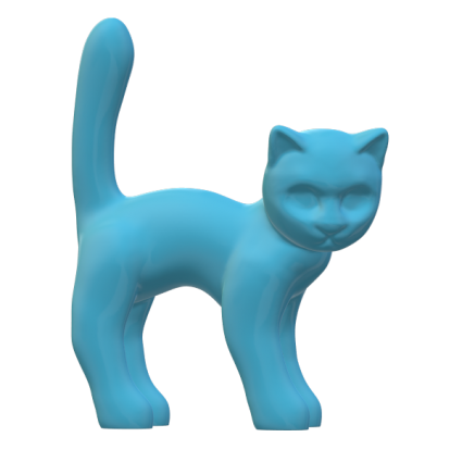 statue chat résine bleu