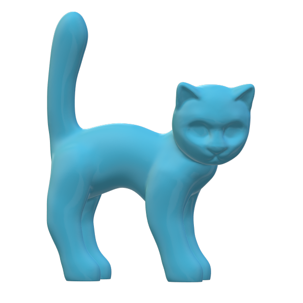 statue chat résine bleu